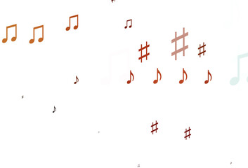 Light Red vector backdrop with music notes. - obrazy, fototapety, plakaty