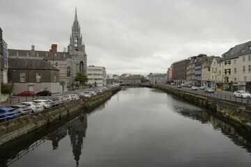 river lee flowing  through yhe city