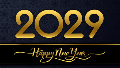 2029 Happy New Year in golden design, Holiday greeting card design.