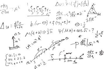 Mathematical, scientific formulas and expressions. Educational, vector illustration. Hand-drawn on a white background.