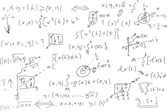 Mathematical, scientific formulas and expressions. Educational, vector illustration. Hand-drawn on a white background.