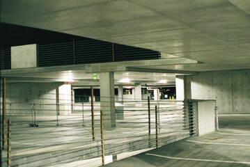 Parking garage at night
