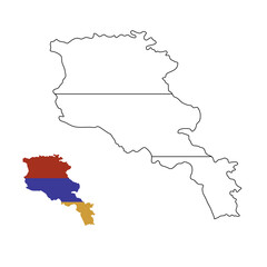 Armenia map with national flag icon. Coloring book for children.