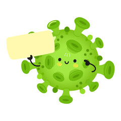 Cute funny virus poster character. Vector hand drawn cartoon kawaii character illustration. Isolated white background. Virus poster