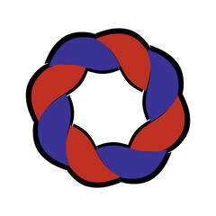 Red and blue round rope icon isolated on white background. Vector illustration