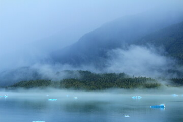 fog on the ocean with iceberg - Alaska