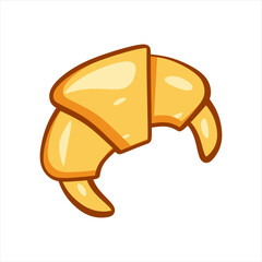 Cartoon croissant vector illustration. Colored and realistic icon design. Isolated vector illustration.
