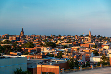 View of the Baltimore cityscape at twilight