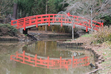 red bridge over river