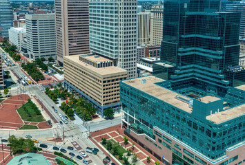 View of the Baltimore cityscape and roadways