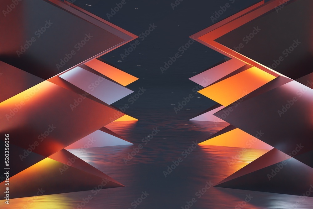 Poster abstract background. polygonal background. patterns of colorful cubes illuminated with neon light on