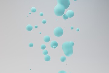 abstract background. deformed bubbles of turquoise color on a white background. 3d render. 3d illustration