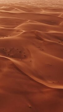 Sand dunes in the desert in Dubai, UAE. Shooting from a quadcopter, top view