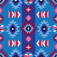 Colorful tribal boho mexican geometrical print. Abstract seamless aztec, mayan, navajo, latino pattern Ethnic hipster background indian, american, asian texture. Vector illustration - obrazy, fototapety, plakaty