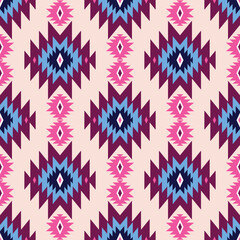 Obraz premium Colorful tribal boho mexican geometrical print. Abstract seamless aztec, mayan, navajo, latino pattern Ethnic hipster background indian, american, asian texture. Vector illustration