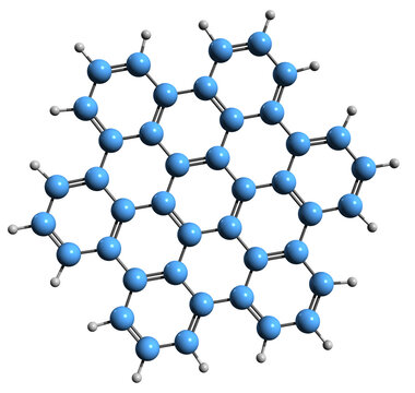  3D image of hexabenzocoronene skeletal formula - molecular chemical structure of Hexa-peri-hexabenzocoronene isolated on white background
