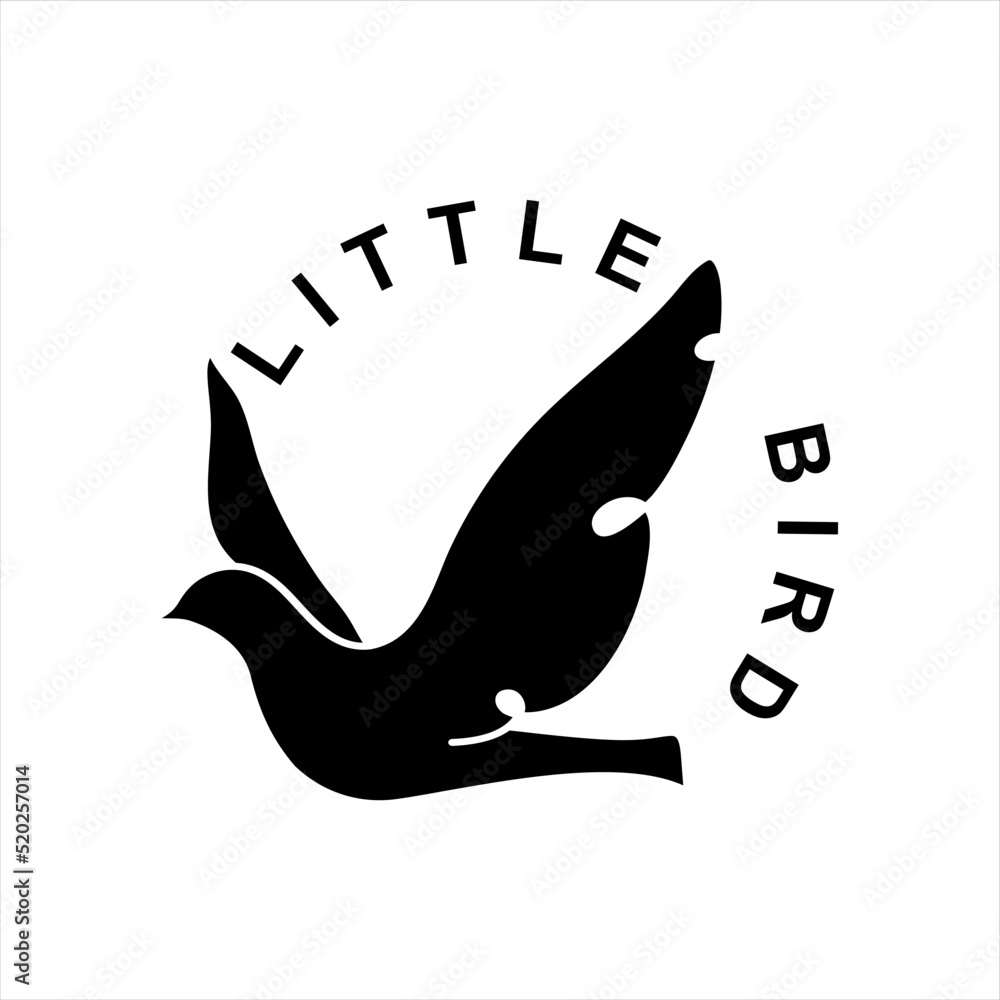 Poster minimal bird logo design. small dove design template in round shape in black color. creative symbol 