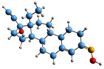 3D image of norelgestromin skeletal formula - molecular chemical structure of progestin medication isolated on white background
