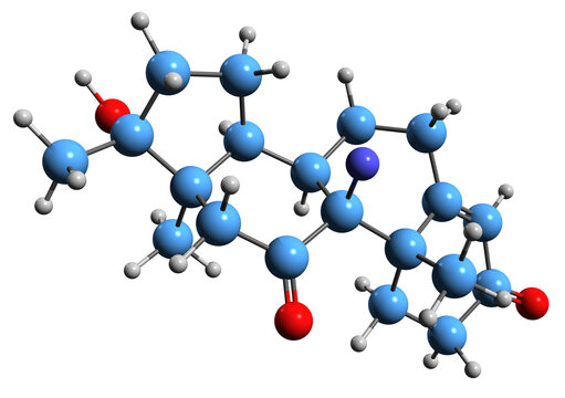  3D image of Oxofluoxymesterone skeletal formula - molecular chemical structure of  ketofluoxymesterone isolated on white background
