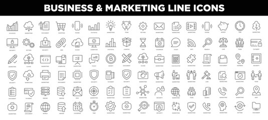 Business & marketing line icons - obrazy, fototapety, plakaty