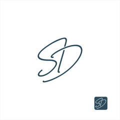 S D SD logo, initial handwriting or handwriting for identification. Logo with signature and handmade style. Minimal app icon