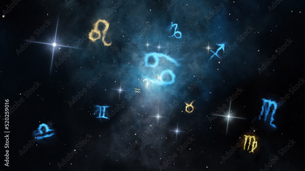 Wall mural zodiac signs background