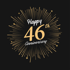 Fototapeta premium Happy 46th Anniversary with fireworks and star on dark background.