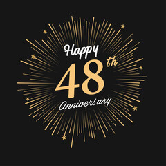 Fototapeta premium Happy 48th Anniversary with fireworks and star on dark background.