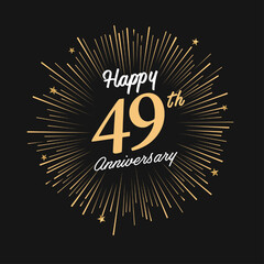 Fototapeta premium Happy 49th Anniversary with fireworks and star on dark background.