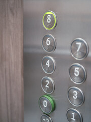 Broken elevator buttons. Concept of untimely breakdowns