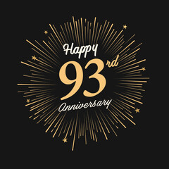 Fototapeta premium Happy 93rd Anniversary with fireworks and star on dark background.