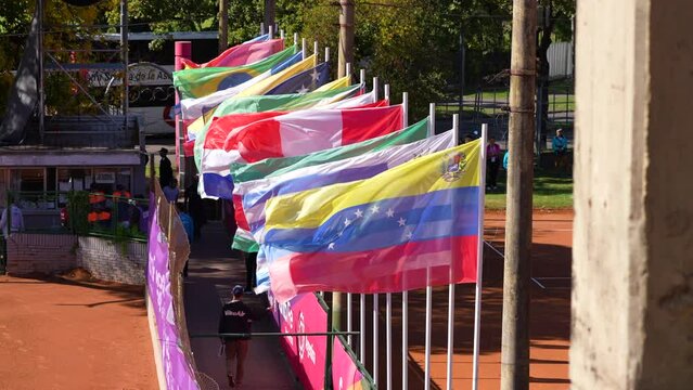 Flags of Latin America in an international tennis competition