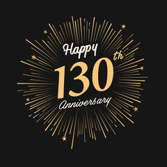 Happy 130th Anniversary with fireworks and star on dark background. - obrazy, fototapety, plakaty