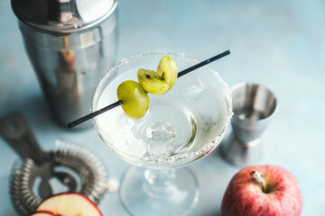 cocktail with lemon and lime champagne vine white apple drinks grape