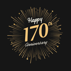 Fototapeta premium Happy 170th Anniversary with fireworks and star on dark background.