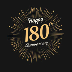 Happy 180th Anniversary with fireworks and star on dark background.