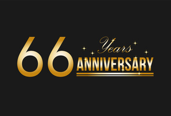 66 years anniversary gold glitter. Decorative element for postcards, banners, posters, greetings and birthday.