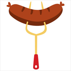 Sausage on Fork BBQ Yummy Grill design