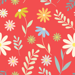 Seamless Pattern Floral Elements, Spring and Summer Decoration, Scrapbooking Paper, Textile, Wallpaper Design