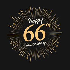 Fototapeta premium Happy 66th Anniversary with fireworks and star on dark background.