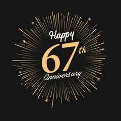 Fototapeta premium Happy 67th Anniversary with fireworks and star on dark background.