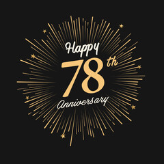 Fototapeta premium Happy 78th Anniversary with fireworks and star on dark background.