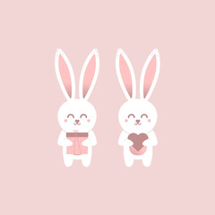 Obraz na płótnie Canvas cute bunnies with gifts