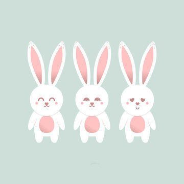 set of cute bunnies