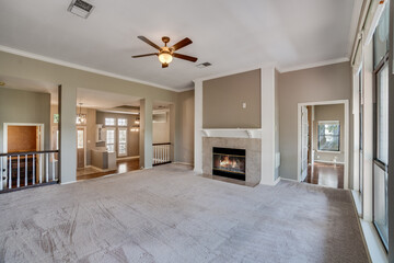 living room with fireplace