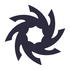 Geometric tribal mandala radial floral vector design - Silhouette of black and white tattoo abstract shape symbol - Spiritual sacred design for meditation, decoration, deco, wall, print, web, pattern