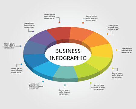 circle pie chart template for infographic for presentation for 11 element