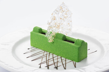 Bright green cake, food photography.