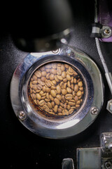 coffee roasting process. close up