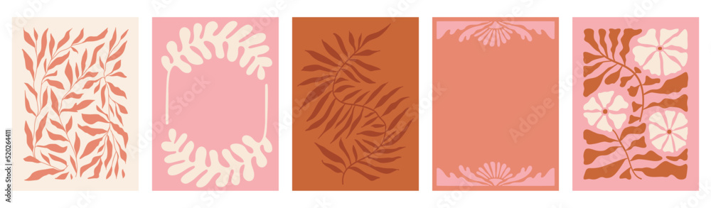 Poster vector illustration in simple naive and hippie groovy style - flowers and plants, design templates, 
